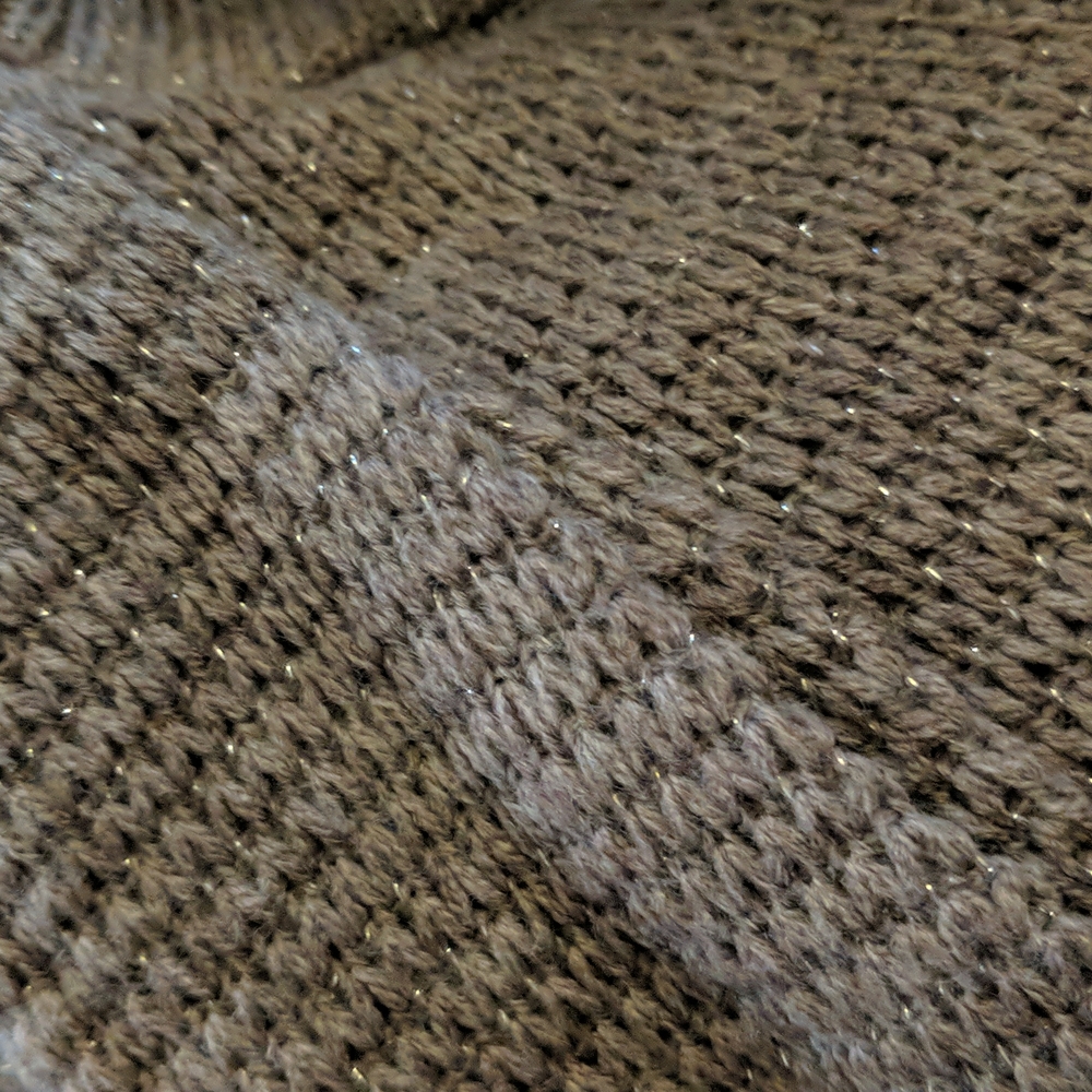 Express * Metallic Thread Pullover Taupe Medium - image 7